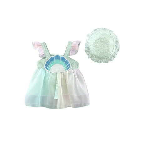 Suanret Toddler Baby Girls Dress Sets Fly Sleeve Embroidery Shell Tulle Dress Patchwork A-line Dress with Hat Green 9-12 Months
Suanret Toddler Baby Girls Dress Sets Fly Sleeve Embroidery Shell Tulle Dress Patchwork A-line Dress with Hat Green 9-12 Months