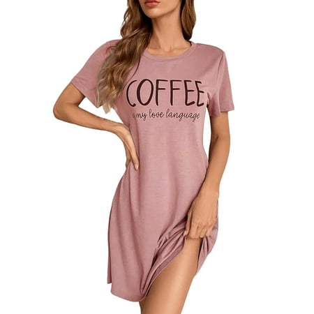 Grianlook Womens Nightgowns Sleepwear Soft Pajama Dress Letters Print Shirts Sleepdress Crew Neck Short Sleeve Nightwear Pink L
Grianlook Womens Nightgowns Sleepwear Soft Pajama Dress Letters Print Shirts Sleepdress Crew Neck Short Sleeve Nightwear Pink L