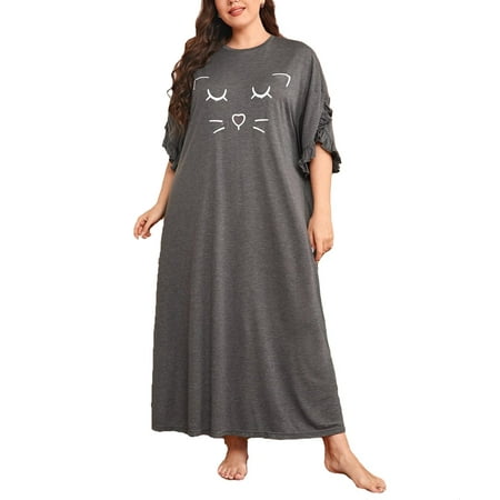 Casual Cartoon Round Neck Sleepshirts Elbow-Length Dark Grey Plus Size Nightgowns & Sleepshirts (Women s)
Casual Cartoon Round Neck Sleepshirts Elbow-Length Dark Grey Plus Size Nightgowns & Sleepshirts (Women s)