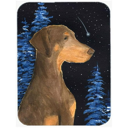 12 x 15 in. Starry Night Doberman Glass Cutting Board Large