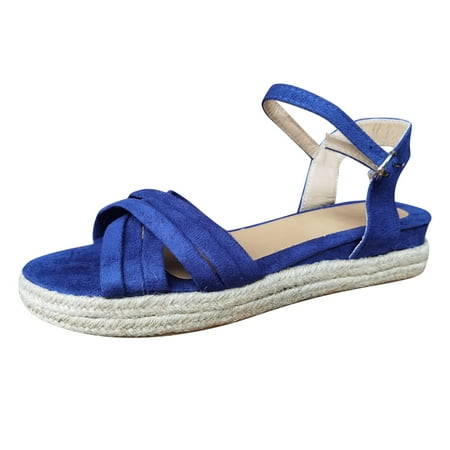 iOPQO Women s sandals Women s Fashion Wedge Buckle Strap Sandals Ladies Cusual Weave Cross Shoes Woven Wedge Cross Strap Blue 41
iOPQO Women s sandals Women s Fashion Wedge Buckle Strap Sandals Ladies Cusual Weave Cross Shoes Woven Wedge Cross Strap Blue 41