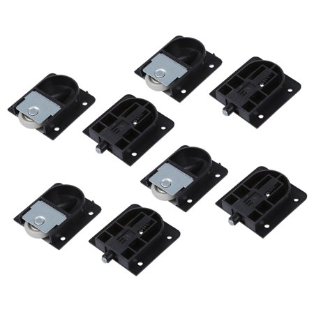 4X Black Plastic Plate 25mm Dia Wheel Sliding Door Roller
