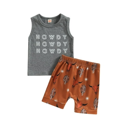 Qtinghua Toddler Baby Boy Western Clothes Cow Print Sleeveless Tank Top Elastic Waist Shorts 2Pcs Outfits Gray 0-6 Months
Qtinghua Toddler Baby Boy Western Clothes Cow Print Sleeveless Tank Top Elastic Waist Shorts 2Pcs Outfits Gray 0-6 Months