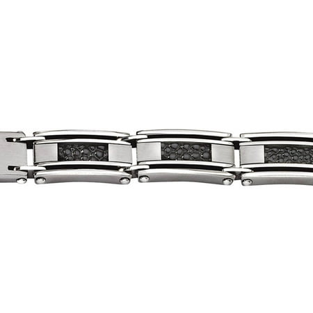 Primal Steel Stainless Steel Genuine Leather Stingray Textured Bracelet, 8.5