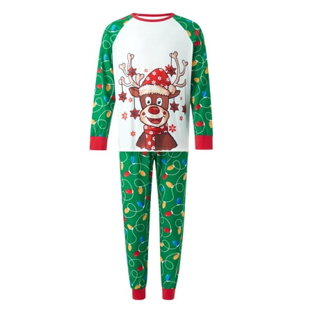 Family Matching Christmas Holiday Pajamas Cartoon Deer Snowflake Print Tops + Colorful Light String Print Long Pants Set/Romper
Family Matching Christmas Holiday Pajamas Cartoon Deer Snowflake Print Tops + Colorful Light String Print Long Pants Set/Romper