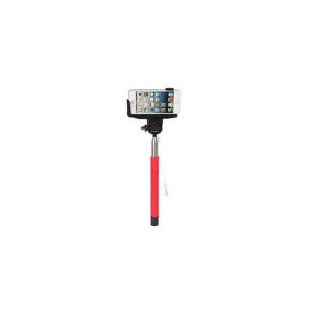 Wired Selfie Stick with Shutter Button - Red