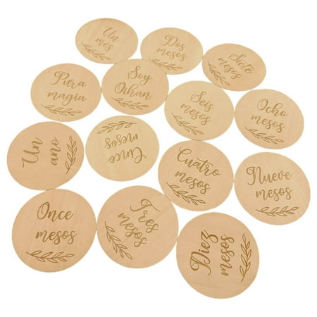 14 Pcs Newborn Monthly Growth Recording Cards Wooden Birth Commemorative Cards