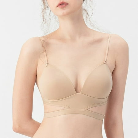 Tawop Sexy Bras For Women Sport Women S Rimless Stretch Khaki M