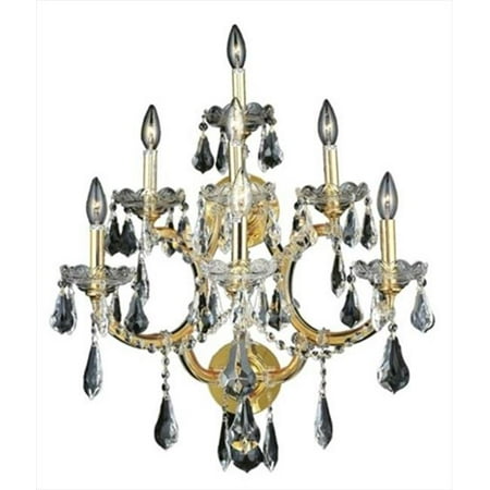 PWG Lighting - Lighting By Pecaso 2381W7G-RC Karla Heirloom Handcut Crystal Wall Sconce, Gold
