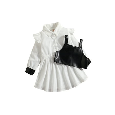 Calsunbaby Kids Toddler Girls Dress Outfits Long Sleeve T-Shirt Dress + Faux Leather Vest Corset 2Pcs Fall Whiter Clothes Set White 5-6 Years
Calsunbaby Kids Toddler Girls Dress Outfits Long Sleeve T-Shirt Dress + Faux Leather Vest Corset 2Pcs Fall Whiter Clothes Set White 5-6 Years
