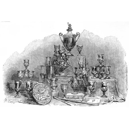 The Illustrated London News Etching From 1854. The Thames National Regatta Prizes. Poster Print by John Short / Design Pics