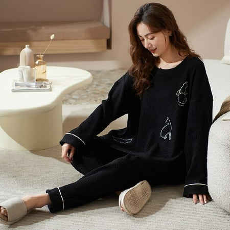 DanceeMangoo Womens Pajama Set Autumn Winter Simple Sleepwear Women Pijamas Set Long Sleeve Cotton Leisure Lady Top Trousers Leisure Outwear
DanceeMangoo Womens Pajama Set Autumn Winter Simple Sleepwear Women Pijamas Set Long Sleeve Cotton Leisure Lady Top Trousers Leisure Outwear