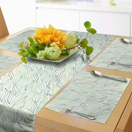 Leaf Table Runner & Placemats Floral Leaf Patterns with Ornamental Lines Contemporary Graphic Art Set for Dining Table Decor Placemat 4 pcs + Runner 12 x72 Pale Green Navy Blue by Ambesonne
Leaf Table Runner & Placemats Floral Leaf Patterns with Ornamental Lines Contemporary Graphic Art Set for Dining Table Decor Placemat 4 pcs + Runner 12 x72 Pale Green Navy Blue by Ambesonne