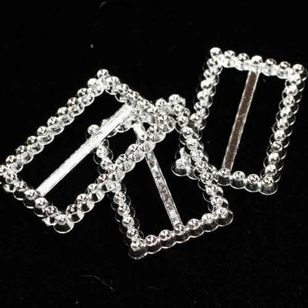 Club Pack of 200 Silver Craft Faux Rhinestone Large Square Buckles 1.75