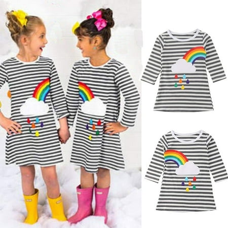 Maxcozy 1-6T Baby Girls Long Sleeve Rainbow Clouds Striped Long Sleeve Casual Dress
Maxcozy 1-6T Baby Girls Long Sleeve Rainbow Clouds Striped Long Sleeve Casual Dress