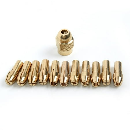 12pcs Brass Collet Chuck 0.5/ 0.8/1.0/1+ 2 / 1.6.2mm + M8 * 0.75 Rotary Tools