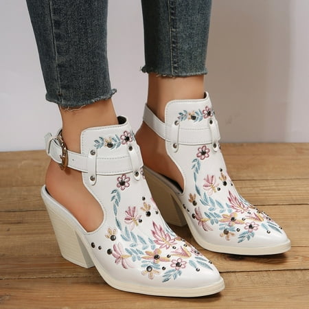 XIAQUJ Ladies Fashion Retro Leather Embroidered Pointed Belt Buckle Thick High Heel Sandals Sandals for Women White 8(40)
XIAQUJ Ladies Fashion Retro Leather Embroidered Pointed Belt Buckle Thick High Heel Sandals Sandals for Women White 8(40)
