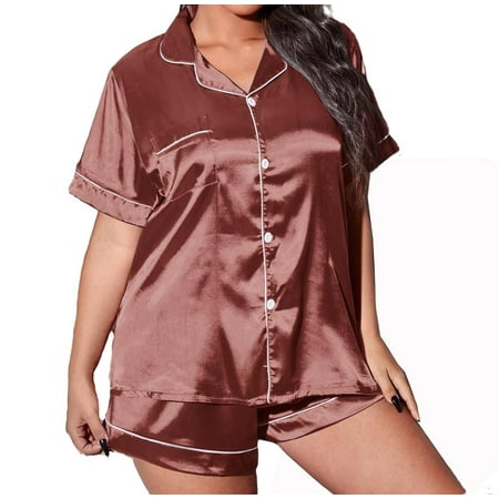 Womens Plus Pajamas Sets Plain Short Sets Sleepwear PJ Set Rust Brown 4XL
Womens Plus Pajamas Sets Plain Short Sets Sleepwear PJ Set Rust Brown 4XL