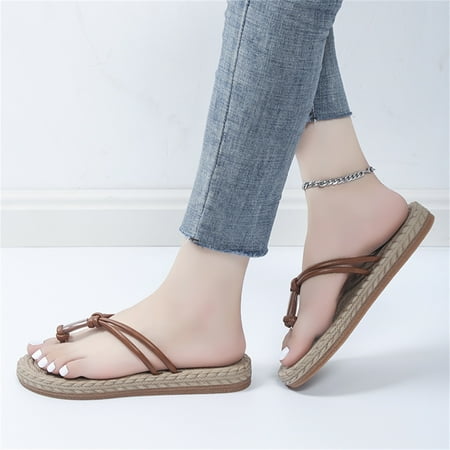 Cathalem Ladies Fashion Solid Color Leather Leather Toe Clipped Straw Woven Flat Casual Beach Closed Back Slippers for Women Brown 6.5
Cathalem Ladies Fashion Solid Color Leather Leather Toe Clipped Straw Woven Flat Casual Beach Closed Back Slippers for Women Brown 6.5