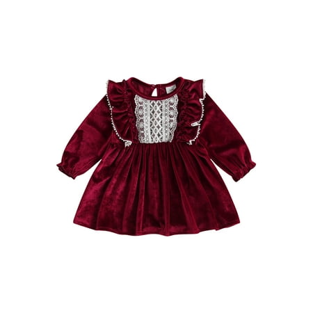 EYIIYE Baby Girls Spring Fall Princess Dress Solid Color Long Sleeve Round Neck Ruffle Lace Trim Pleated A-line Dress 3-24 Months
EYIIYE Baby Girls Spring Fall Princess Dress Solid Color Long Sleeve Round Neck Ruffle Lace Trim Pleated A-line Dress 3-24 Months