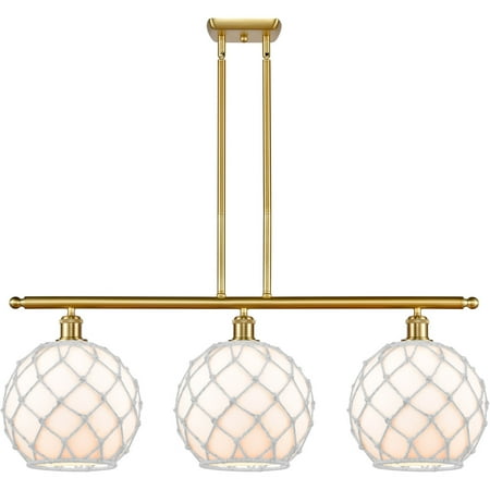 Satin Gold Tone Island Lighting 36 Wide White with White Rope Glass Steel/Cast Brass/Glass Medium Base LED 3 Light Fixture
Satin Gold Tone Island Lighting 36 Wide White with White Rope Glass Steel/Cast Brass/Glass Medium Base LED 3 Light Fixture