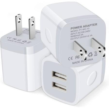 USB Wall Charger 3-Pack 2.1A/5V Dual Port USB Cube Power Adapter Charger Plug Block Charging Box Brick for iPhone 14 13 14 Pro Ma
USB Wall Charger 3-Pack 2.1A/5V Dual Port USB Cube Power Adapter Charger Plug Block Charging Box Brick for iPhone 14 13 14 Pro Ma
