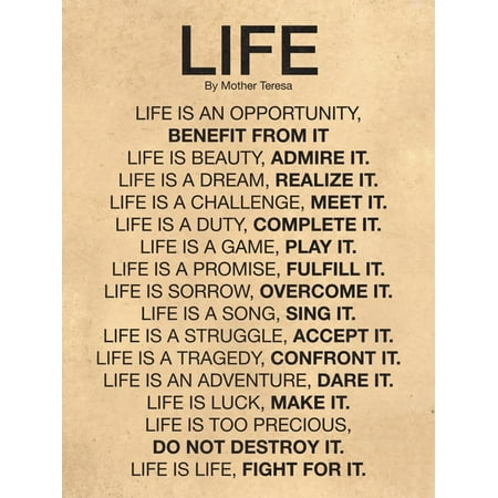 Mother Teresa Life Quote Poster Print Wall Art