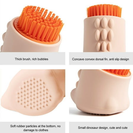 CALIDAKA 2pcs Laundry Brush Washing Shoe Underwear Dinosaur Shape Soft Hair Three Sided