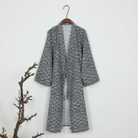 Men s Japanese Classic Bathrobe Kimono Yukata Traditional Gown Nightwear Robe