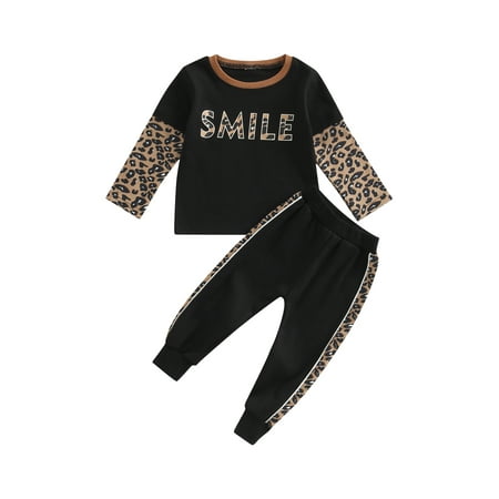 Canrulo 2Pcs Toddler Baby Girls Autumn Winter Outfits Long Sleeve Leopard Tops + Jogger Pants Set Tracksuit Black 1-2 Years
Canrulo 2Pcs Toddler Baby Girls Autumn Winter Outfits Long Sleeve Leopard Tops + Jogger Pants Set Tracksuit Black 1-2 Years