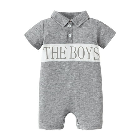 Newborn Baby Boys Romper 9 Months Baby Boys Jumpsuit Onesies Bodysuit 12 Months Baby Boys Short Sleeve Letter Print Splice Turn-down Collar Romper Gray
Newborn Baby Boys Romper 9 Months Baby Boys Jumpsuit Onesies Bodysuit 12 Months Baby Boys Short Sleeve Letter Print Splice Turn-down Collar Romper Gray