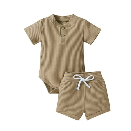 BIZIZA Girl Outfit Button Bodysuit 2-Piece Cute Solid Color Shorts Short Sleeve Summer for Baby Beige 80
BIZIZA Girl Outfit Button Bodysuit 2-Piece Cute Solid Color Shorts Short Sleeve Summer for Baby Beige 80