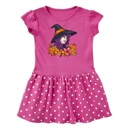 Inktastic Witch with Autumn Flowers and Leaves Gift Toddler Girl Dress