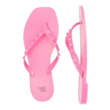 Time and Tru Women s Studded Jelly Flip Flop Sandals