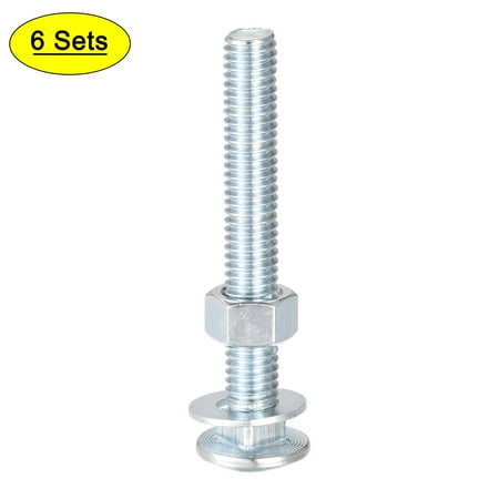 Uxcell 3/8-16 x 3 Carbon Steel Square Neck Carriage Bolts with Nuts & Washers 6 Set
