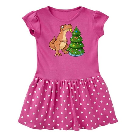 Inktastic Tyrannosaurus Rex Decorating Christmas Tree Gift Baby Girl Dress