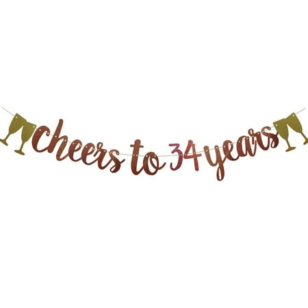 Cheers To 34 Years Banner Pre-Strung Rose Gold Paper Glitter Party Decorations For 34TH Wedding Ann
Cheers To 34 Years Banner Pre-Strung Rose Gold Paper Glitter Party Decorations For 34TH Wedding Ann