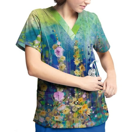 Huachen Plus Size Printed Scrub Working Uniform Tops For Womens Summer 2023 V-Neck Short Sleeve T-Shirts Workwear Tee With Pockets
Huachen Plus Size Printed Scrub Working Uniform Tops For Womens Summer 2023 V-Neck Short Sleeve T-Shirts Workwear Tee With Pockets