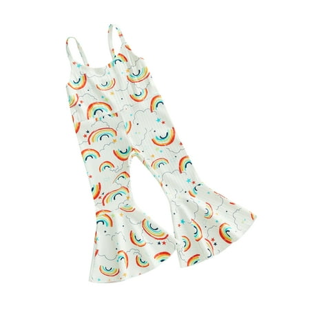 Toddler Baby Girls Sleeveless Bell Bottoms Jumpsuit Overalls Summer Outfits