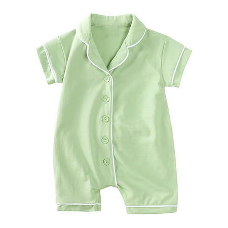 Ahdbta Baby Girl Boy Pajamas Rompers Summer Short Sleeve Button Down Lapel Jumpsuit One Piece Comfy Sleepwear Outfit for Infant
Ahdbta Baby Girl Boy Pajamas Rompers Summer Short Sleeve Button Down Lapel Jumpsuit One Piece Comfy Sleepwear Outfit for Infant