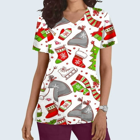 qucoqpe Women s Christmas Costume V-Neck Short Sleeve Nursing Uniform Xmas Tree Santa Snowman Deer Printed Workwear Holiday Graphic Tees Blouse Scrub Tops with Pockets Christmas Gifts on Clearance
qucoqpe Women s Christmas Costume V-Neck Short Sleeve Nursing Uniform Xmas Tree Santa Snowman Deer Printed Workwear Holiday Graphic Tees Blouse Scrub Tops with Pockets Christmas Gifts on Clearance