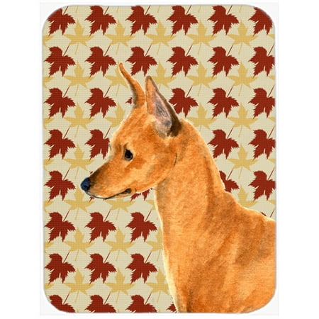 Caroline's Treasures Fall Leaves Min Pin Portrait Glass Cutting Board