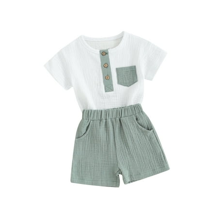 Suealasg Toddler Boy Outfit Baby Boy Clothes Short Sleeve Round Neck Pocket Button T-Shirt with Shorts 2Pcs Newborn Summer Clothing
Suealasg Toddler Boy Outfit Baby Boy Clothes Short Sleeve Round Neck Pocket Button T-Shirt with Shorts 2Pcs Newborn Summer Clothing