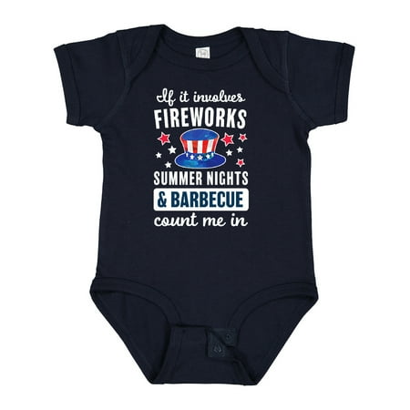 Inktastic 4th of July if It Involves Fireworks Summer Nights & Barbecue Count Me in Gift Baby Boy or Baby Girl Bodysuit
Inktastic 4th of July if It Involves Fireworks Summer Nights & Barbecue Count Me in Gift Baby Boy or Baby Girl Bodysuit