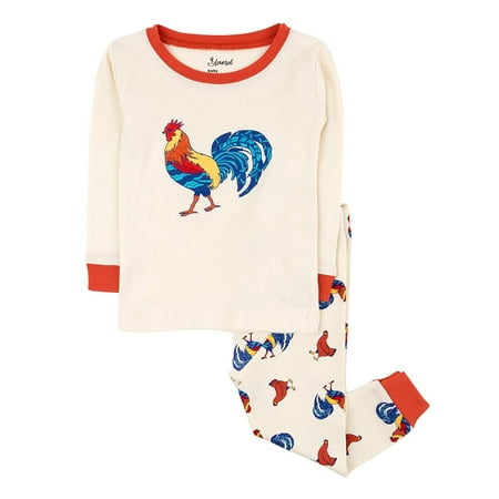 Leveret Kids Boys Girls Two Piece Cotton Pajamas Rooster 4 Year