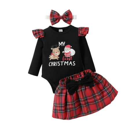 TAIAOJING Girls 2 Piece Outfits Long Sleeve Christmas Santa Printed Romper Bodysuit Plaid Skirts Xmas Outfit 12-18 Months
TAIAOJING Girls 2 Piece Outfits Long Sleeve Christmas Santa Printed Romper Bodysuit Plaid Skirts Xmas Outfit 12-18 Months