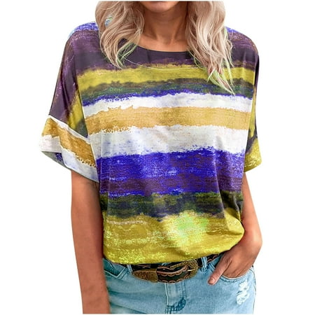Summer Blouses for Women 2023 Fashion Women Casual Gradient Contrast O-Neck Short Sleeve Tops T-shirt Blouse Summer Blouses for Women 2023 Yellow XL
Summer Blouses for Women 2023 Fashion Women Casual Gradient Contrast O-Neck Short Sleeve Tops T-shirt Blouse Summer Blouses for Women 2023 Yellow XL