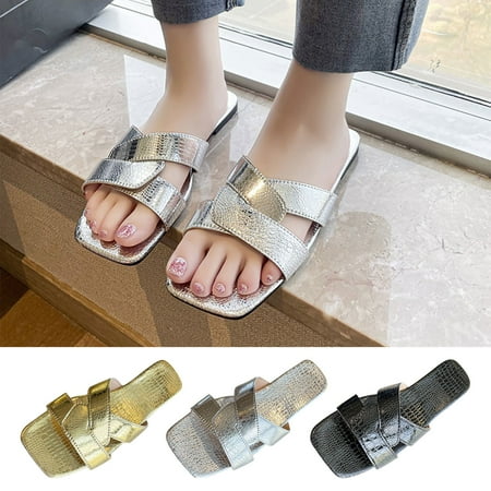 Cethrio Womens Summer Flats Sandals- on Clearance Flat Slides Sandal Open Toe Wide Width Silver Dressy Sandals/ Slides Size 7.5
Cethrio Womens Summer Flats Sandals- on Clearance Flat Slides Sandal Open Toe Wide Width Silver Dressy Sandals/ Slides Size 7.5