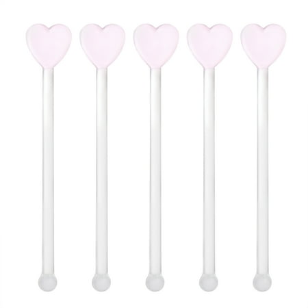 NUOLUX 5pcs Heart Stirring Rod Glass Stirring Stick Creative Muddler Decorative Mix Rod