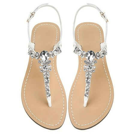 HHUUP Flat Sandals For Women T-Strap Bohemia Style Rhinestone Flip Flops For Wedding Beach Oceanside Outdoor Summer Shoes Shopping
HHUUP Flat Sandals For Women T-Strap Bohemia Style Rhinestone Flip Flops For Wedding Beach Oceanside Outdoor Summer Shoes Shopping